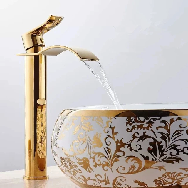 Grifo de lavabo dorado para baño, grifería de un solo mando, mezclador de  latón para lavabo, grúa de agua Kuyhfg Sin marca