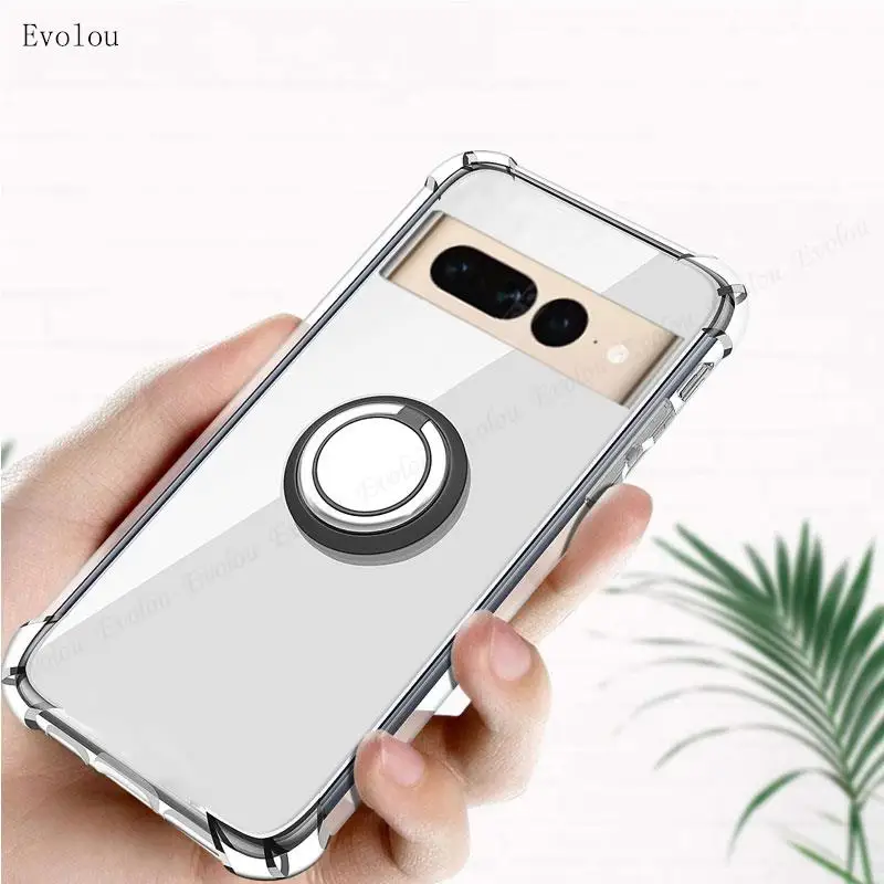 Enhanced Magnetic Ring Holder Transparent Silicone Case
