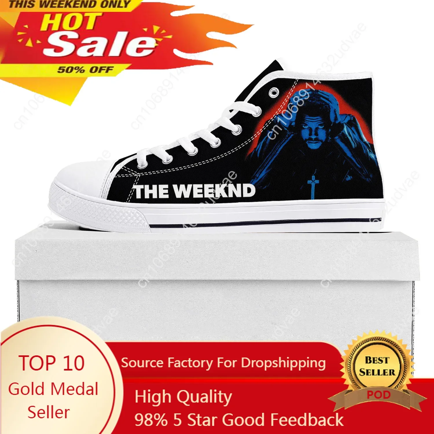 

The Weeknd Singer Pop High Top High Quality Sneakers Mens Womens Teenager Canvas Sneaker Casual Couple Shoes Custom Shoe White