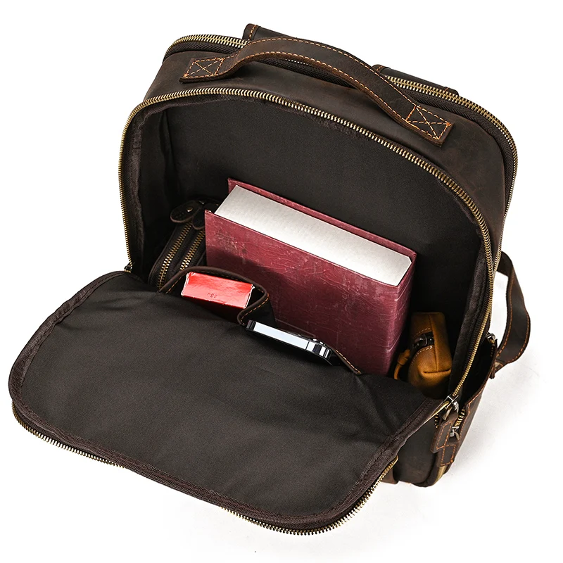 Womens Rustic Brown Leather Backpack Mens Purse