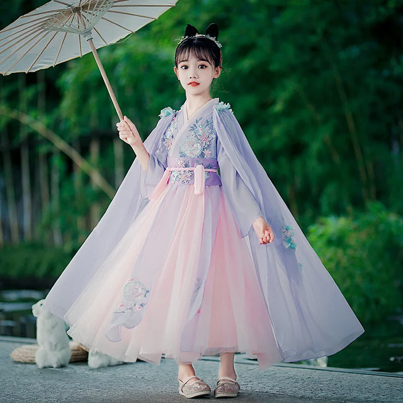 

Детские костюмы для косплея Hanfu для девочек, кружевное платье для маленькой девочки, платье принцессы Танга Детский костюм для девочек Hanfu, традиционное китайское платье