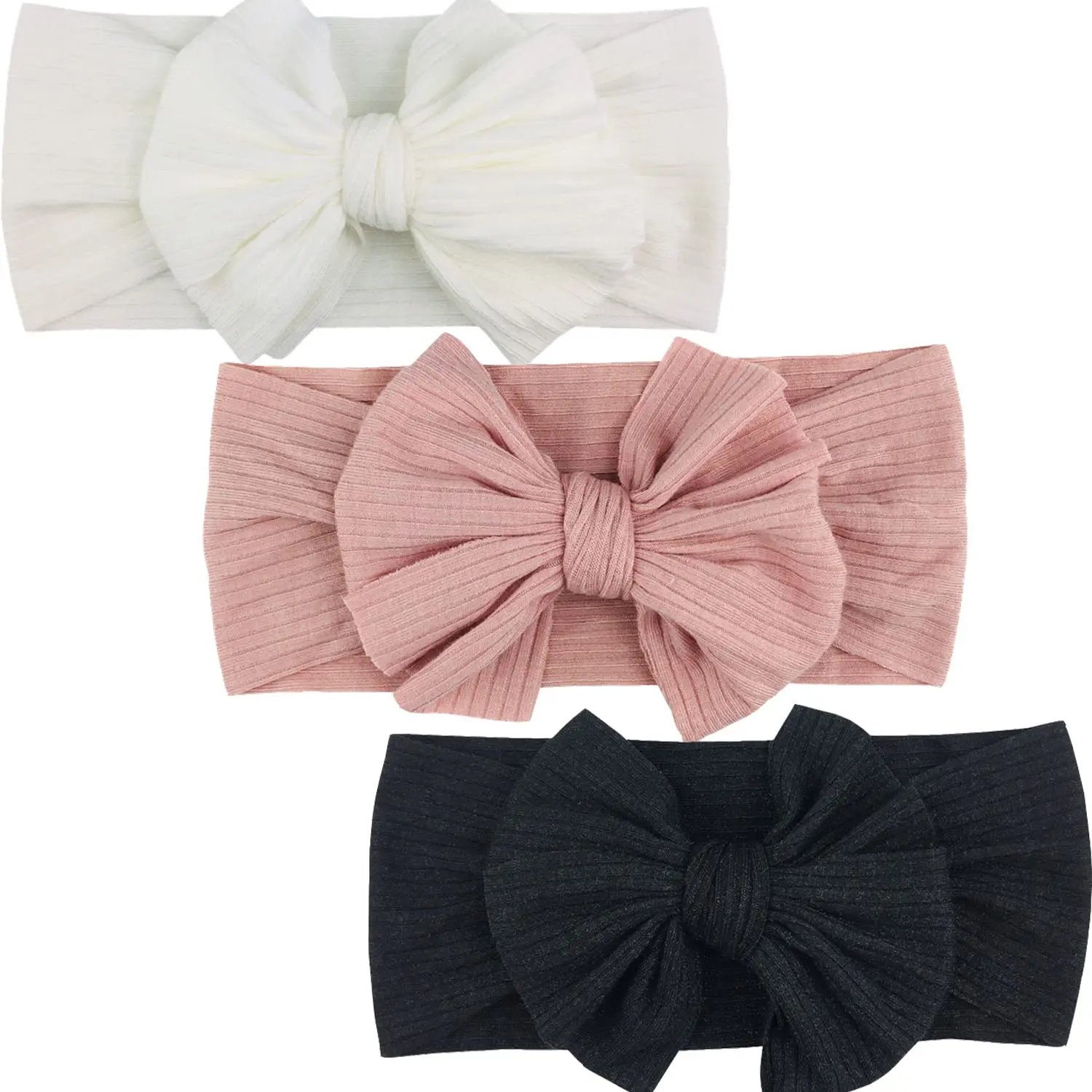 Baby Headband New Girls Baby Nylon Headbands Soft Bowknot Ribbed Hairbands Newborns Toddlers Children Turban Hair Accessories 6