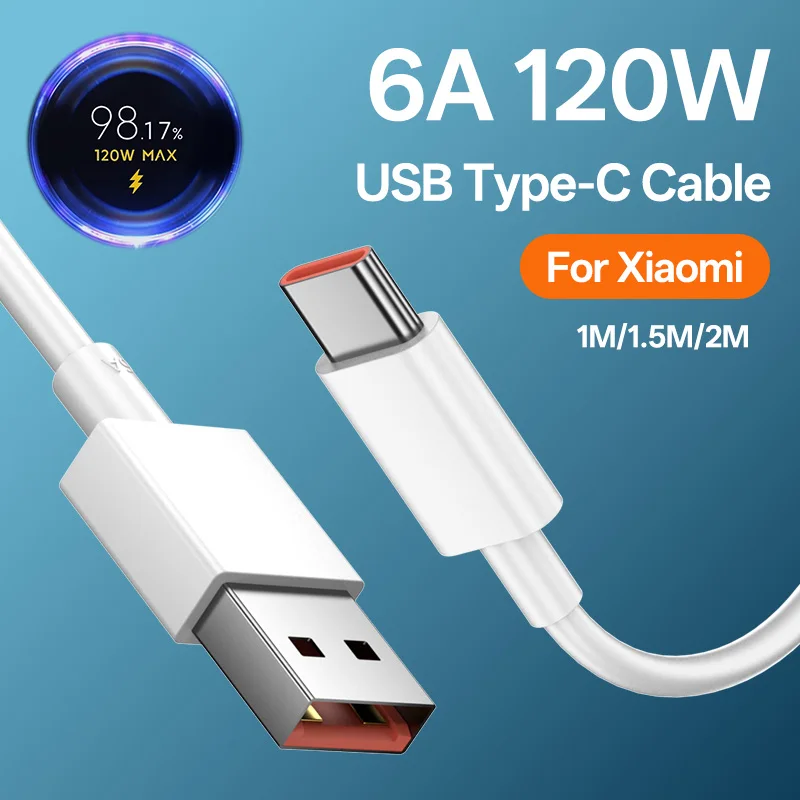 สายชาร์จ USB-C 6A 120W สำหรับ Xiaomi และ POCO หลายรุ่น