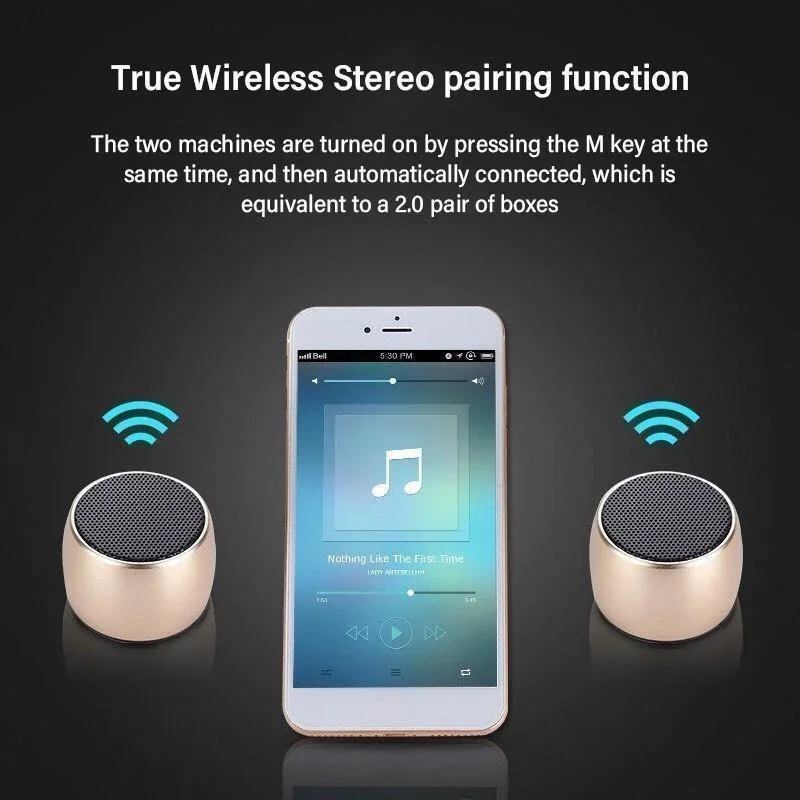 Compact Mini Wireless Bluetooth Speaker - Portable Metal Loudspeaker