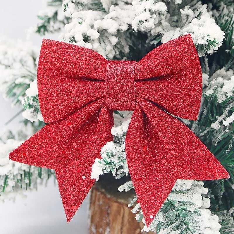 Description Picture 2 of item(2 Pcs/bag) 12.5cm Christmas Bow New Year's Cute Pearl Cotton Sequin Bows Headband Decoration Holiday Celebration DIY Production