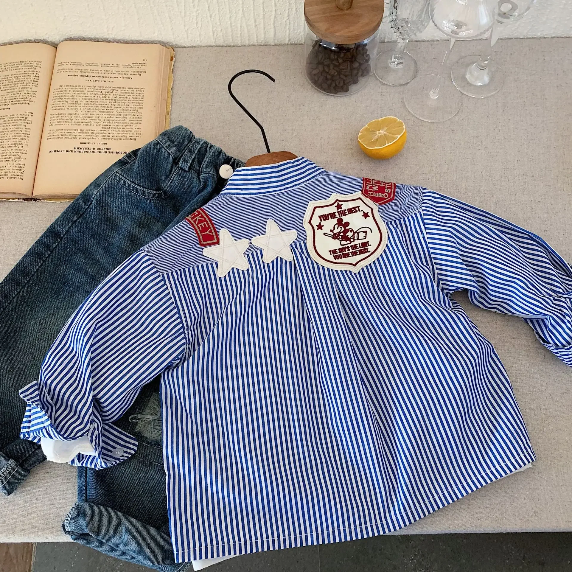 Children's Long Sleeve Striped Shirt New Spring Candy Pattern Boys' Clothing Korean Style Kids' Apparel