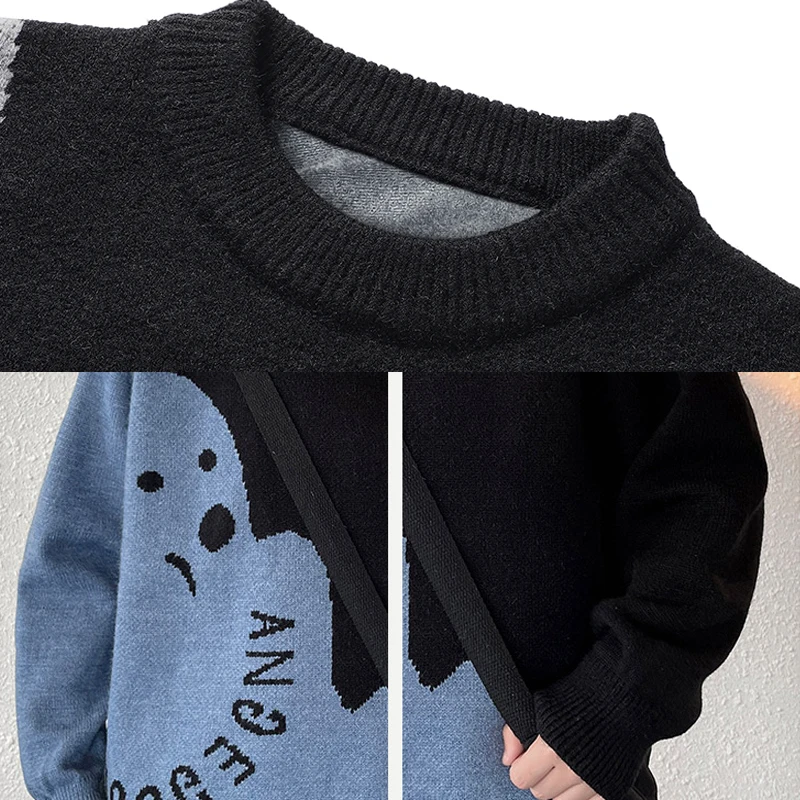 Men's Winter Clothes Sweater Half Turtleneck Loose Knitwears Pullover Simple South Korea Fashion Warm Keeping Thick Sweater