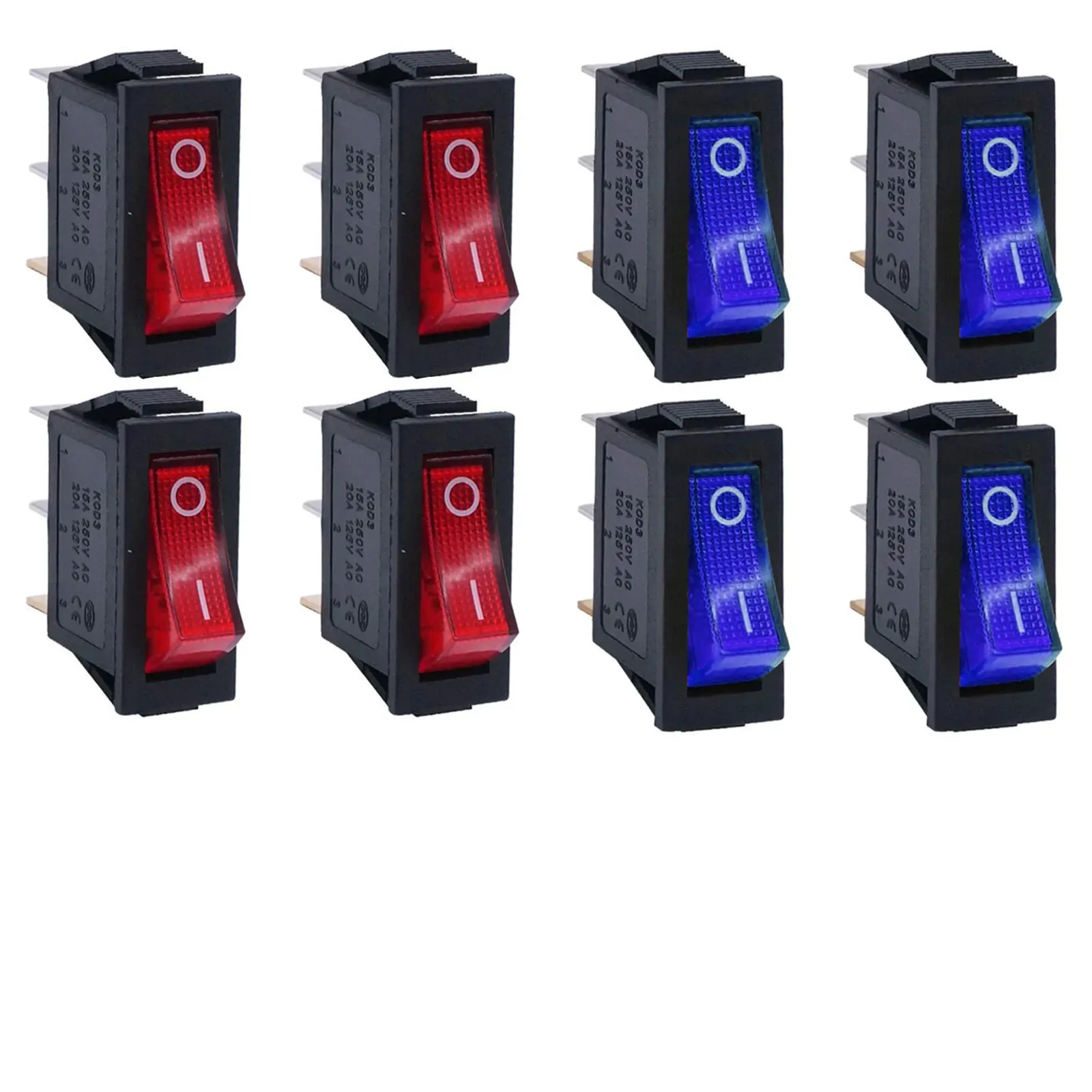 8pcs blue red