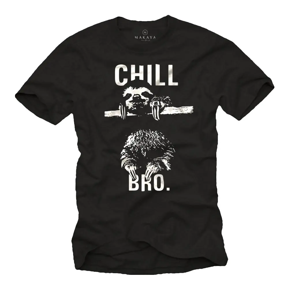 Makaya Cool Swag T-Shirt mit Faultier Chill Bro Herren T-Shirt Damen Mode Shirt Niedliche Tops – Detail 3