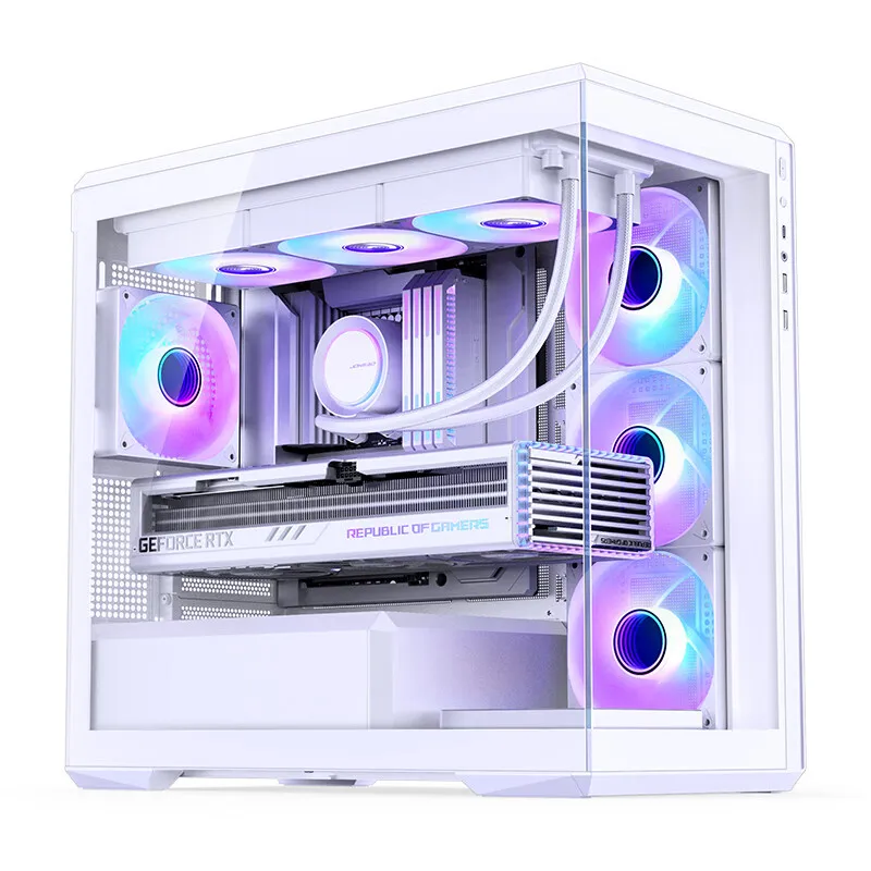 JONSBO D301 MATX Case Without Pillars Panoramic Side Transparency Seaview Room Desktop Chassis Type-c Gen2 360 Water Cooler