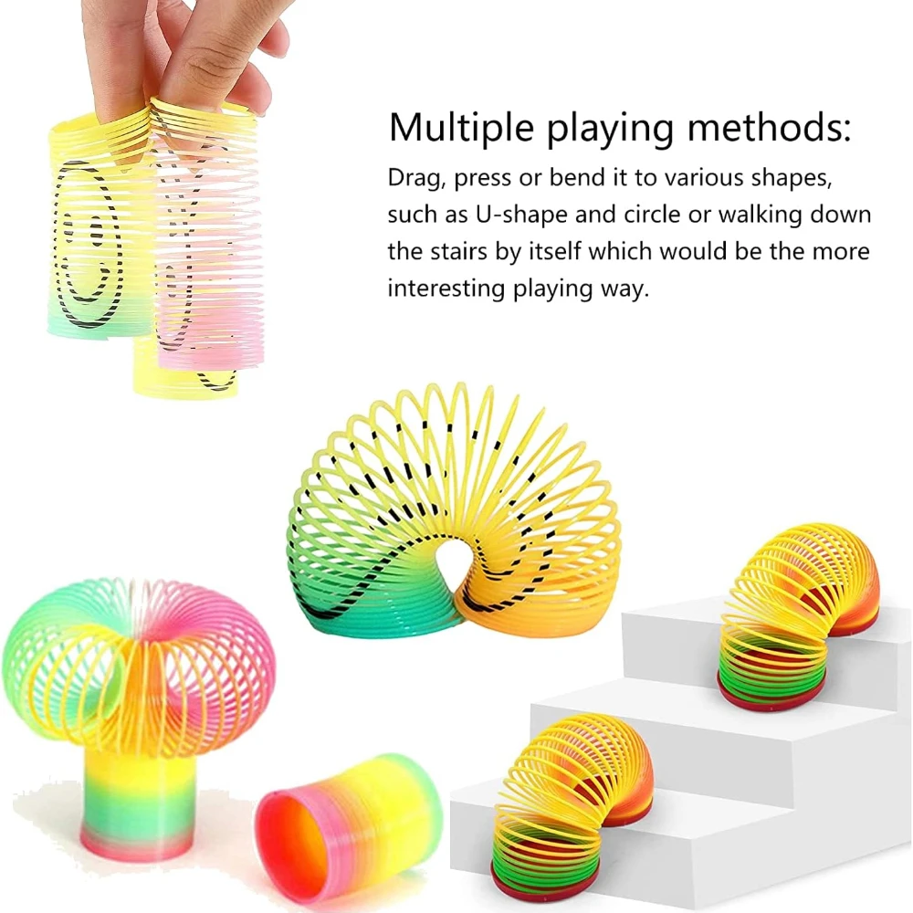 fidget toys stress relief toys 12PCS Rainbow Spring Ring Magical Toy Children Adult Stress Relief Elastic Rainbow Ring Magic Toy