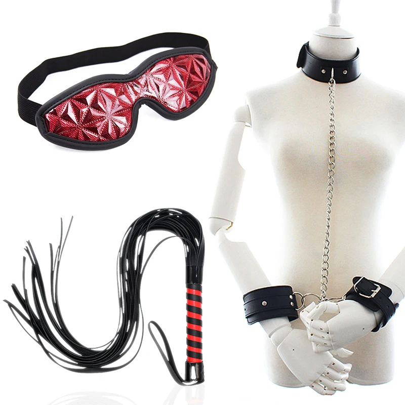 

Sex Toys For Couples Bdsm Three Piece Bondage Fixed Binding Handcuffs Slave Femdom Whip Exotic Intimate Accessories Blindfold