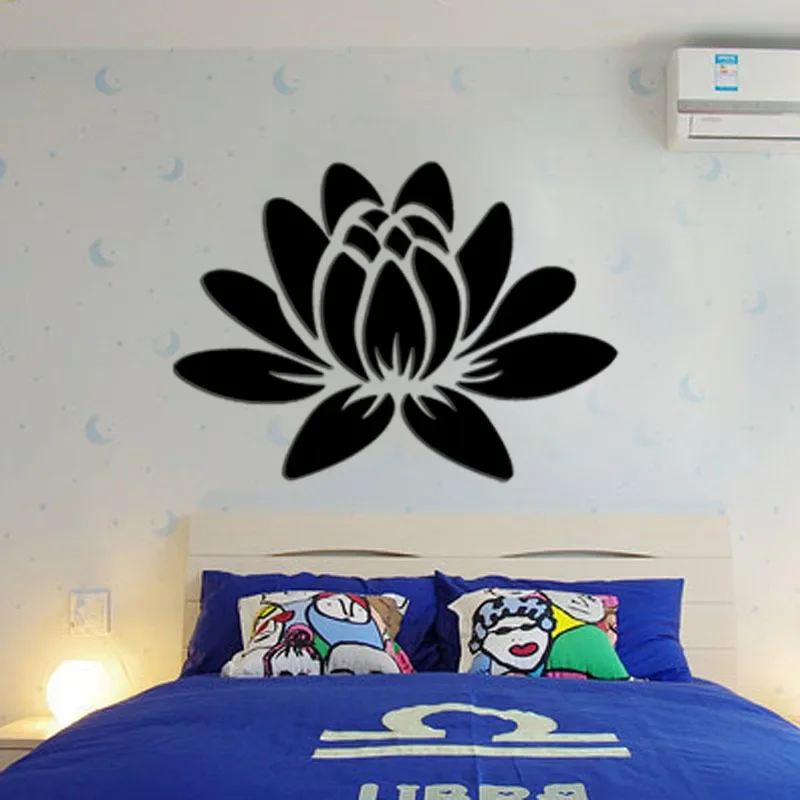 Lotus Flower Mirror Wall Sticker 3D DIY Removable Acrylic Art Mural Decal Stickers Living Room Bedroom Home Decorations wall sticker mirror wall sticker acrylic wall sticker