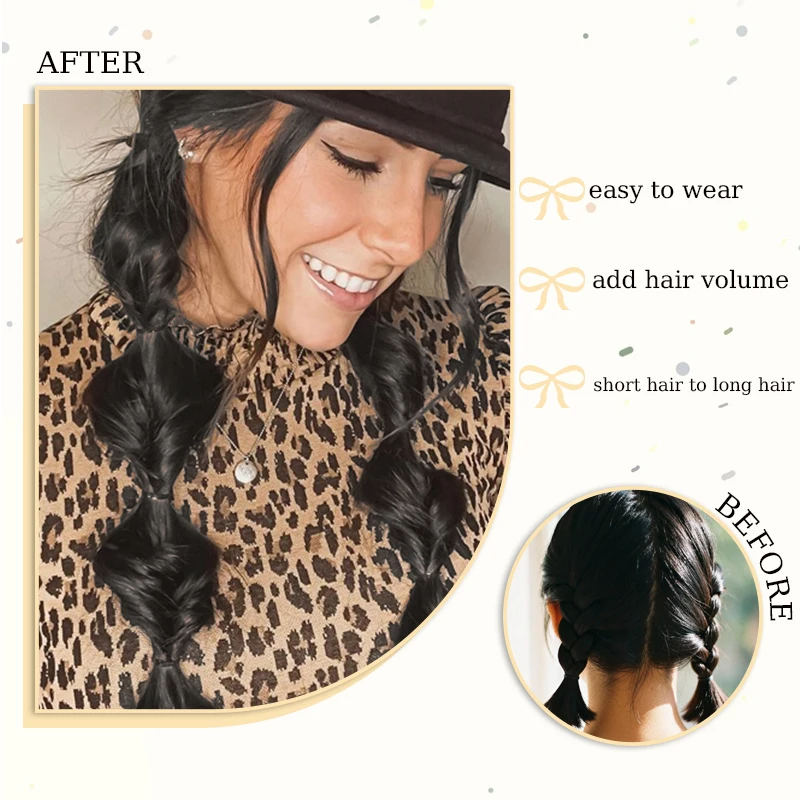 1Pc Bubble Braids Hair Ponytail Extensions Wig Synthetic Lantern Bubble Braids with Hair Tie for Women Kids Daily&Party Use