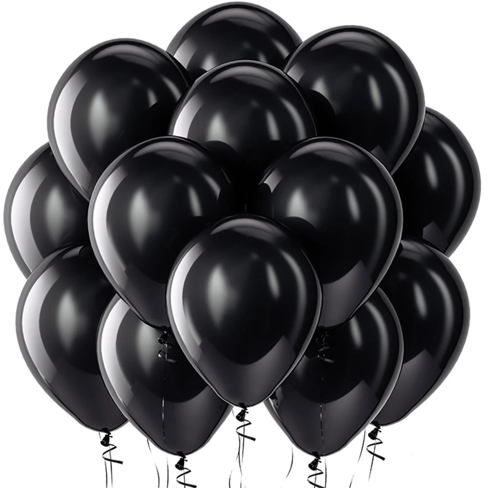 

100pcs Black Latex Party Balloons 12 inch for Black Themed Wedding Graduation Anniversary Birthday Party Backdrop Decorations