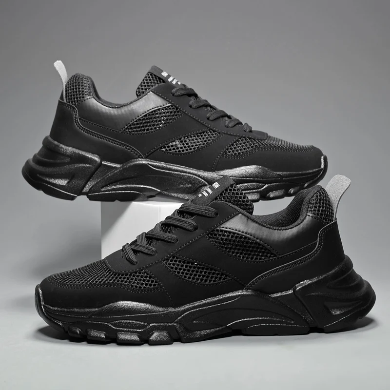 Men Running Shoes Summer Men Sneakers Outdoor Mesh Breathable Casual Shoes Non-slip Hollowed Out Platform Lace Up Size 39-45