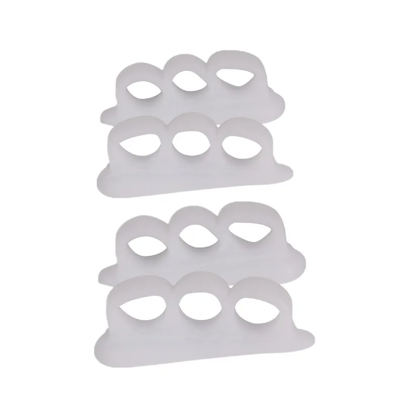 Toe Separators 4pcs = 2pair Three Holes Silicone Bunion Foot Care Straightener Orthopedic Toe Separators Finger Correction Spreader Protector Pad