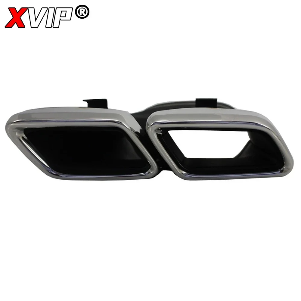 XVIP 후방 범퍼 립 디퓨저 스포일러 스플리터, 메르세데스 벤츠 C 클래스 W205 세단 C200 C250 15-21 용, 블랙 배기 파이프 포함