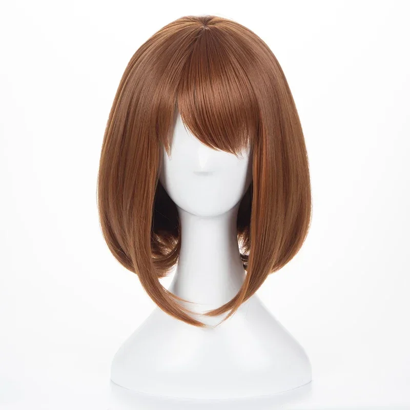 Short Brown Bob Heat Resistant Cosplay Costume Wig Anime My Hero Academia Ochako Uraraka Synthetic Wigs