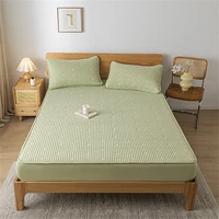 Waterproof Mattress Pad Embroidered Skin-Friendly Fitted Sheet with Elastic Band Protector Bed Cover Quilted Breathable Washable 3