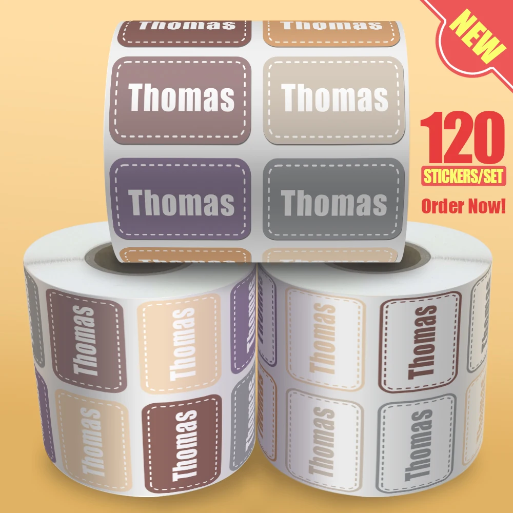 120pcs 방수 이름 스티커 사용자 정의 편지지 전사 술 어린이를위한 개인화 된 이름 접착 라벨 Morandi 병 태그