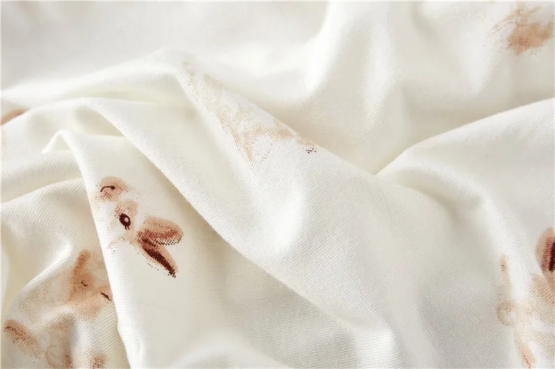 Spring Summer Woman Pajama Two-Piece Set Fashion Casual Short Sleeve Pajamas Elegance Loose Printed Rabbit Trousers Loungewear