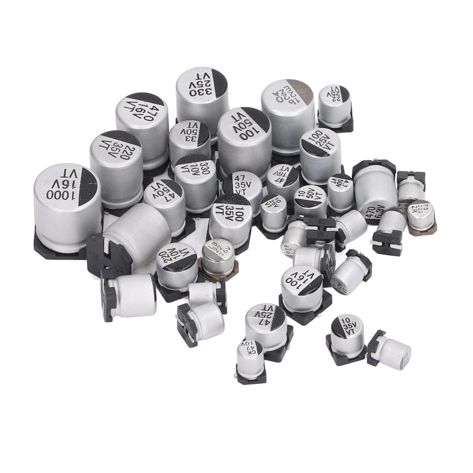 1520Pcs SMD Electrolytic Capacitor 36 Values 1uF‑1000uF Aluminum Assortment Set Kit