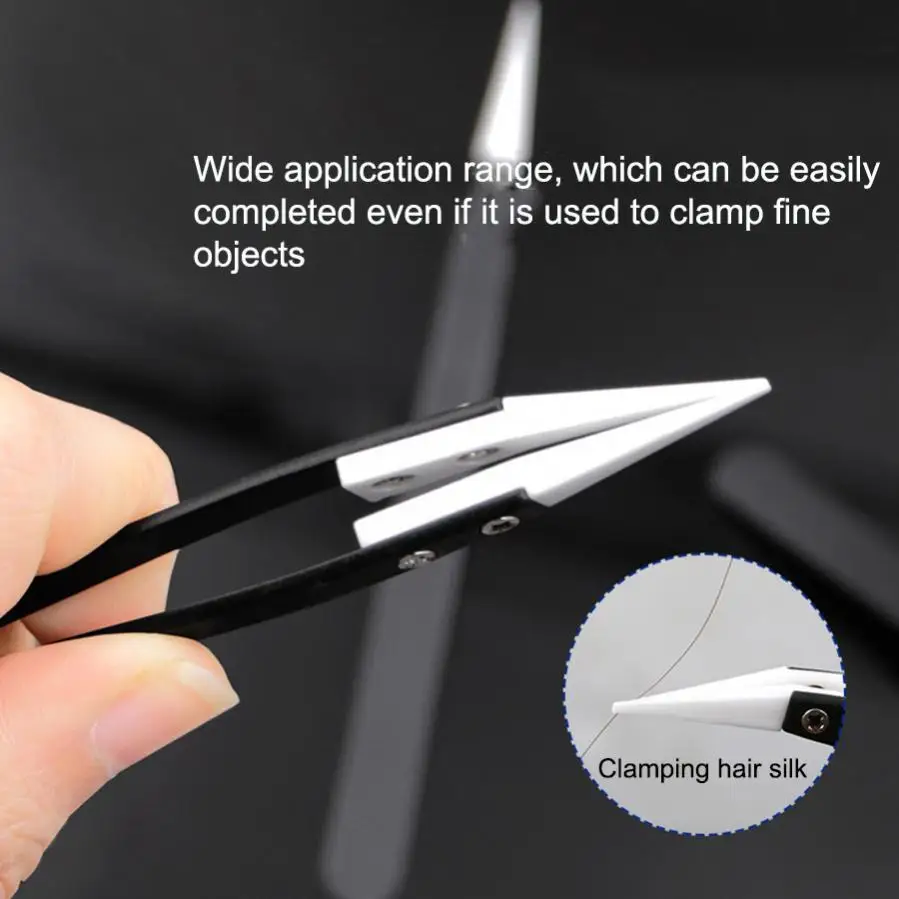 1pcs Stainless Steel Ceramic Tweezers Set High Temperature Resistance 1.0MM Repair Tool Kit for Electronics/Jewelry/ Fine Crafts for precision tweezers,tweezer tool,phone repair tweezers,ceramic tweezers