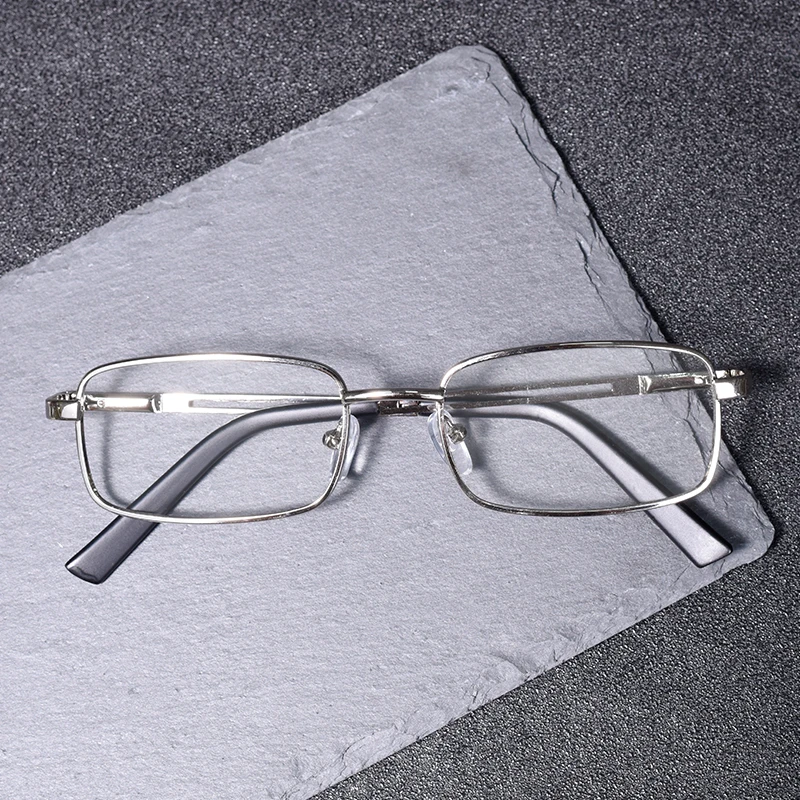 Vintage Square Metal Eyeglasses with Blue Light Blocking Clear Lenses