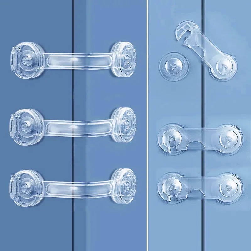 1-5pcs Baby Transparent Safety Locks Anti-opening Cabinet Open Glass Cabinet Safety Lock Anti-clip Hand Door Lock Fixing Clips images - 6