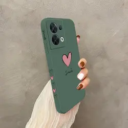 Big Red Heart Liquid Silicone Phone Case for Reno 8T 5G (Dark Green)