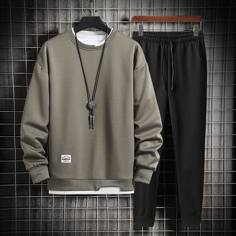 

Mens Set Sweatshirts and Sweatpants Two Pieces Set 2022 New Spring Autumn Casual Fashion Streetwear Outfit Set Men Sports Suit