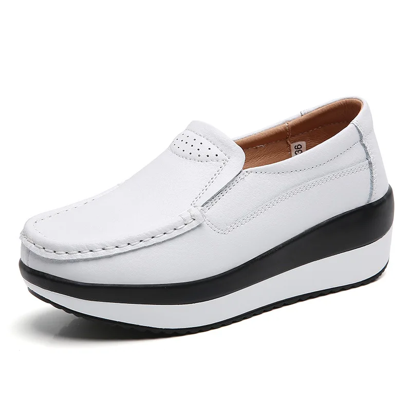 

New SexyWomen Flats Comfortable Loafers Shoes Woman Breathable Leather Sneakers Women Fashion Black Soft Casual Shoes Large size
