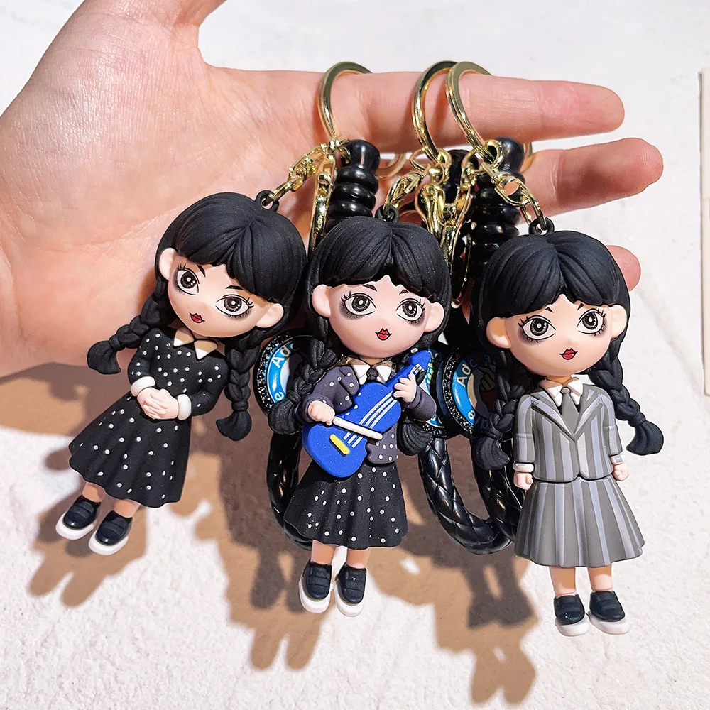 Horror Halloween Wednesday Addams Silicone Keychain for Keys