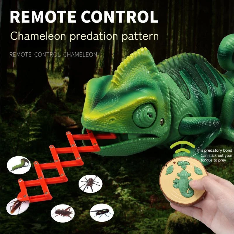 

A Chameleon Lizard Remotely Preys On Pet Animals Animatronic Model Reptiles Frighten Toy Children's Birthday Presents