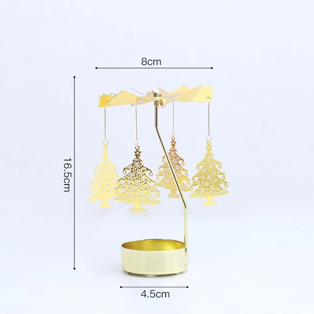 Gold Rotating Candle Holder Christmas Decor Metal Spinning Tealight Carousel DIY for Wedding Party Table Centerpiece Decoration