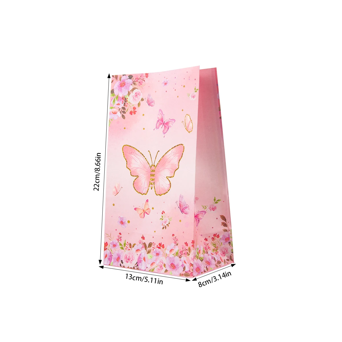 thumbnail image 1 of 10 bolsas de regalo con temática de mariposas, bolsas de papel para envolver dulces, bolsas de decoración para fiestas de cumpleaños, bodas y baby showers con temática de mariposas para niñas, 1 of 5