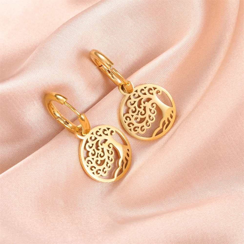 Vintage Life of Tree Anhänger Creolen für Frauen weibliche Edelstahl Ohrringe 2023 Trend Golden Charm Schmuck Pendientes – Detail 18