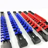 3 PCS Socket Organizer 1/2 3/8 1/4 inch Drive Socket Rail Holders Heavy Duty Socket Racks, Black Rails with Red Blue Black Clips 4