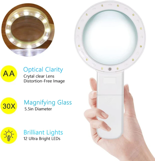 4pcs Pull-type Jewelry Magnifier 30X LED Illuminated Magnifying Glass  Magnifier