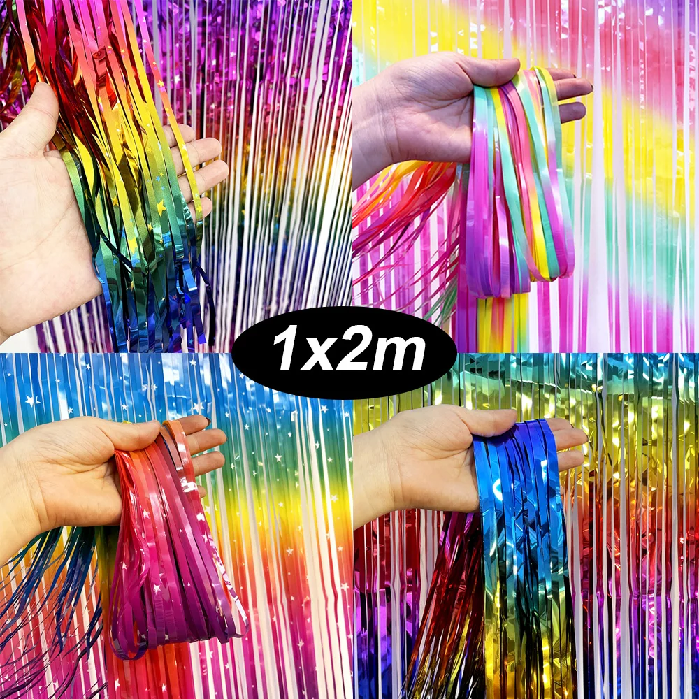 Laser Foil Backdrop Curtain 1x2m for Wedding Birthday Halloween Dec birthday background supplies birthday backdrop decoration photography backdrops