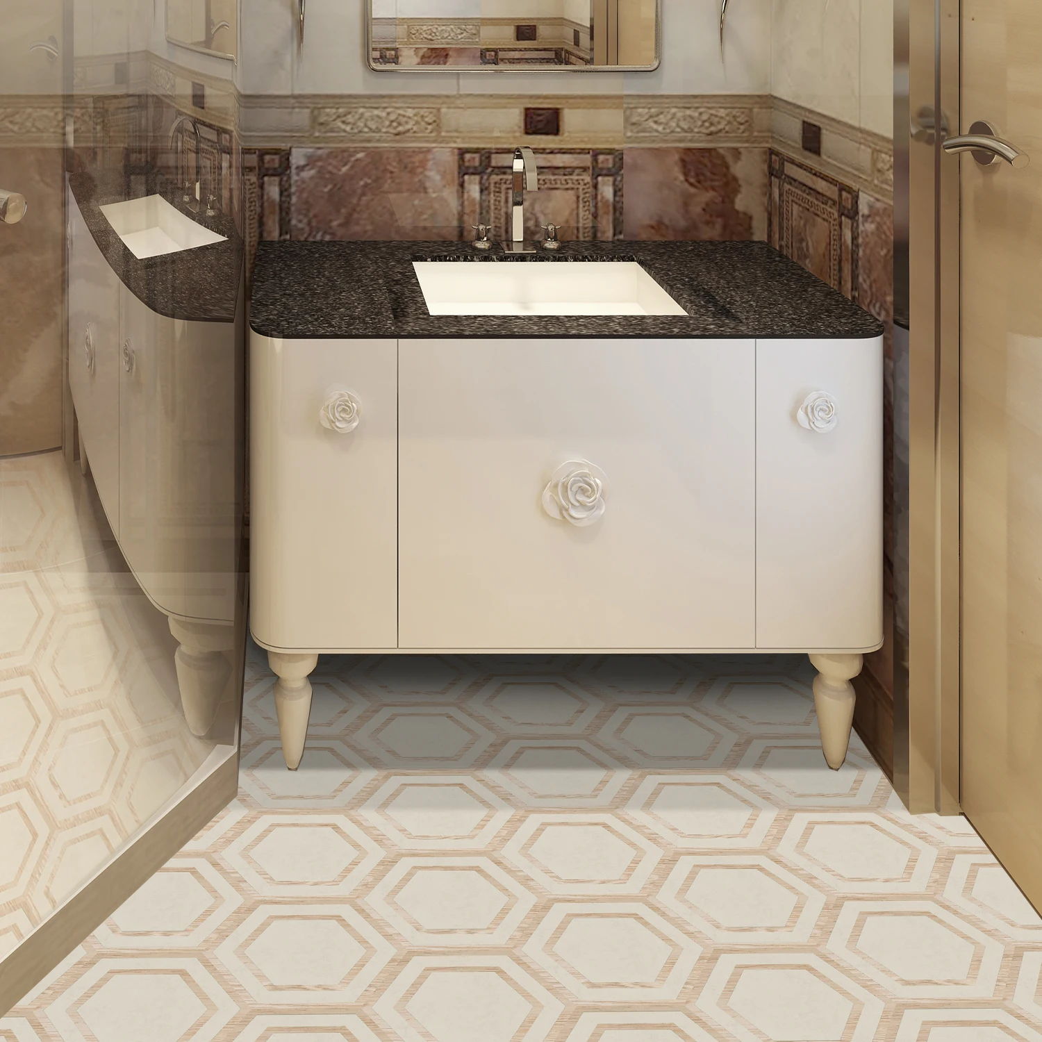 Funlife Adesivi Per Pavimenti Spessi Più Adesivi Per Pavimenti Esagonali In Parquet Impiallacciato Leggero Impermeabile Antiscivolo Cucina Bagno Decor