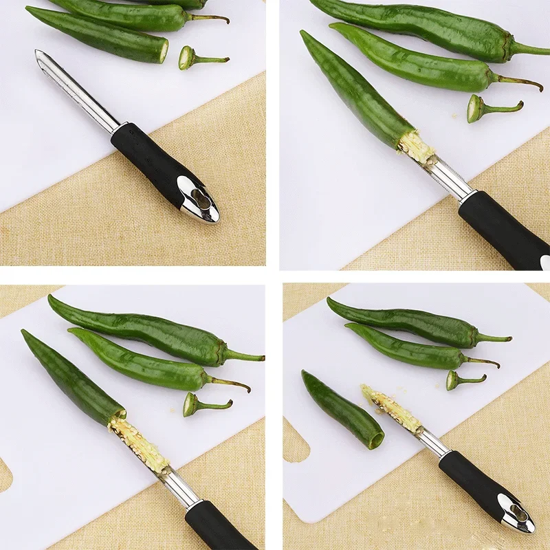 NewPortablePepperCorerStainlessSteelZucchiniCucumberCore