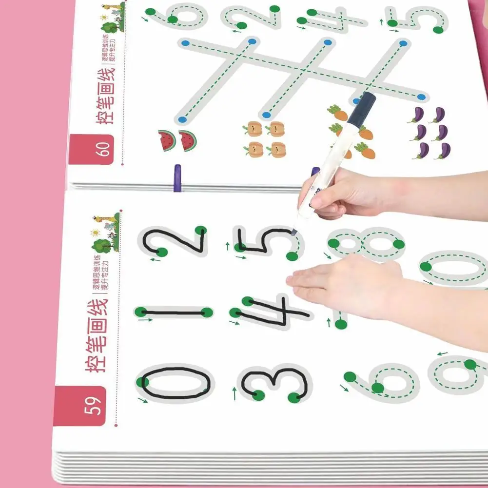 

Children Magical Tracing Workbook Set Pen Control Training Drawing Learning Magic Book Toy Montessori Curious Child Workbook