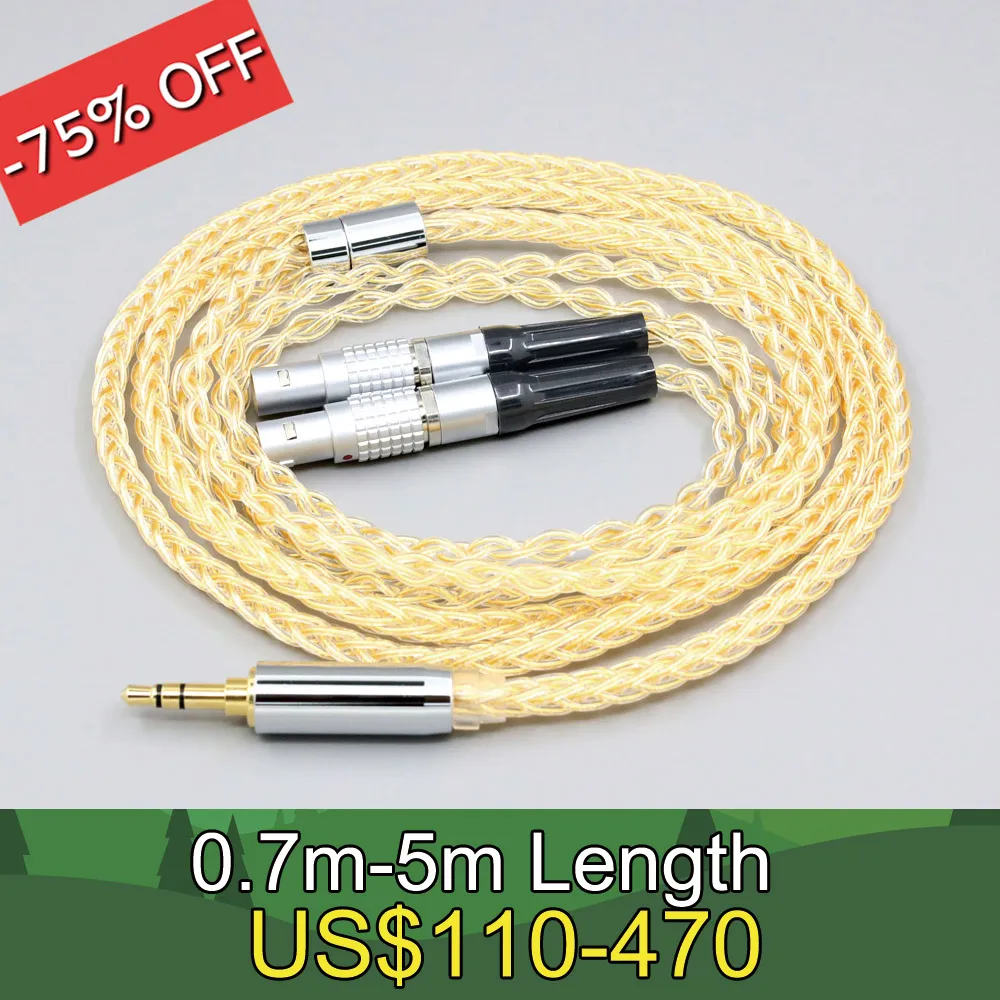 Cavo Auricolare Placcato Oro 24K Argento Puro 8 Core 99% 7N Per Cuffie Circumaural Fidelity Focal Utopia Ln008412