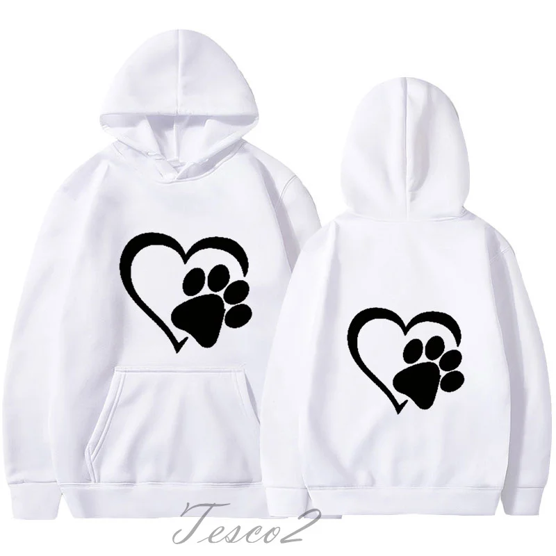Tesco Spring Hooded For Women Cat Scratch Heart Print Sweatshirts For Valentine's Day Wear Couple Pullovers Women's Clothing