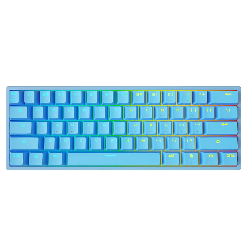 Mini Gaming Mechanical Keyboard 61 Keys Type-C Blue Switch RGB Lights Adjustable Ergonomics Wired Keyboard For Gamer Laptop PC 