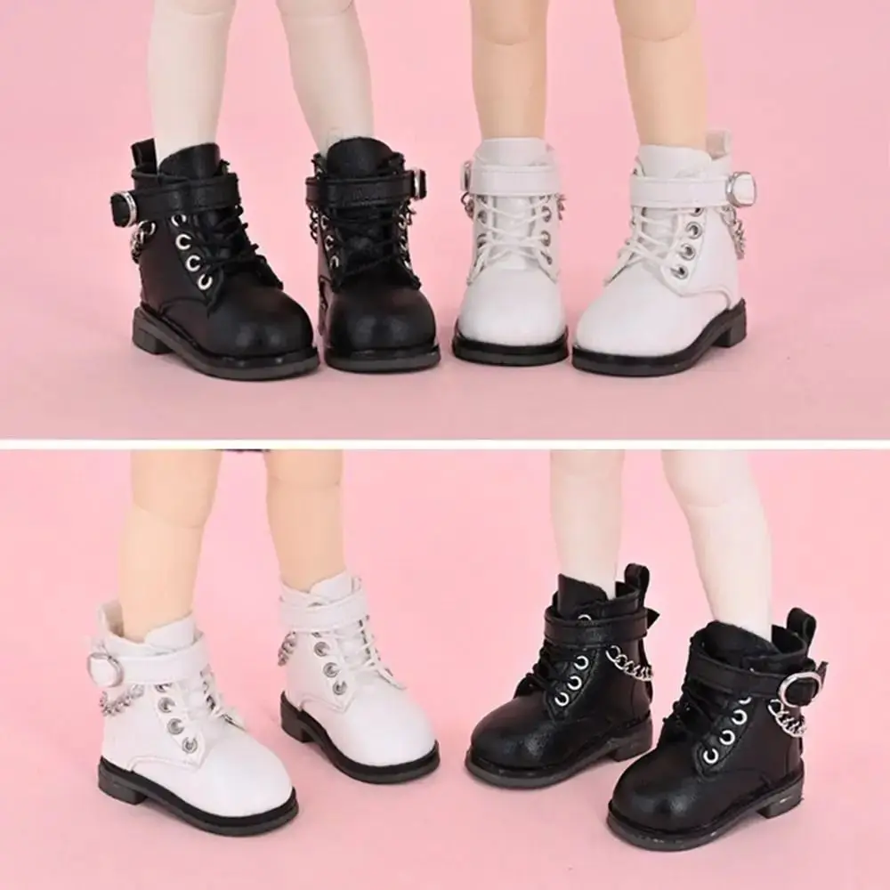 Chain Boots Bjd Doll Chain Shoes High-heeled Mini 1/6 Bjd Doll Shoes PU Leather Casual 15cm Doll Leather Shoes Kids Gifts