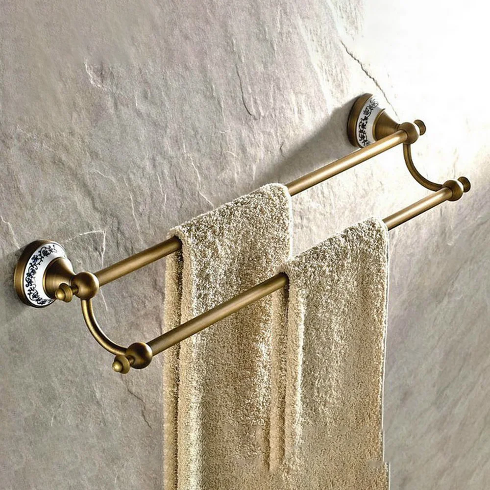 Antique Brass Ceramic Base Wall Mounted Bathroom Accessories Set Bath Hardware Towel Bar azh134