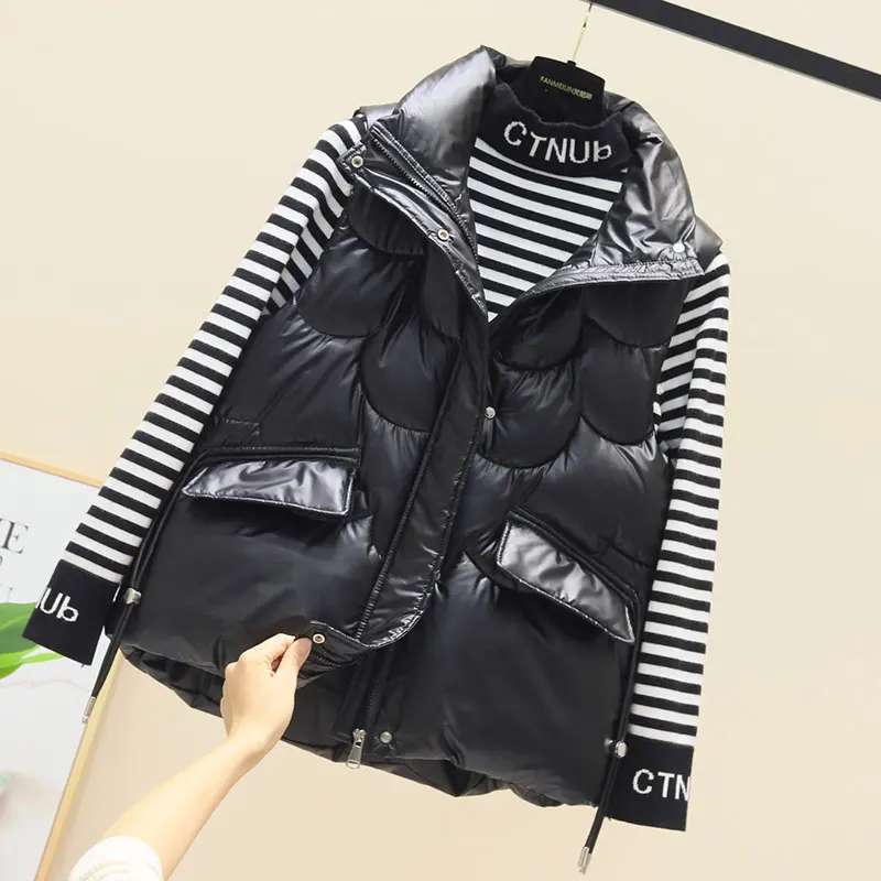 

2022 Autumn Winter New Down Cotton Vest Female Face Student Korean Loose Vest Outer wear Vest Jackets jp260